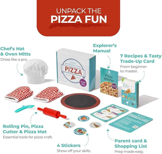 Tovla Jr. Ultimate Real Pizza Cooking Kit for Kids – Fun DIY Baking Set, STEM Activity for Ages 4+, Visual Learning Pizza Tools, Great Gift for Young Chefs