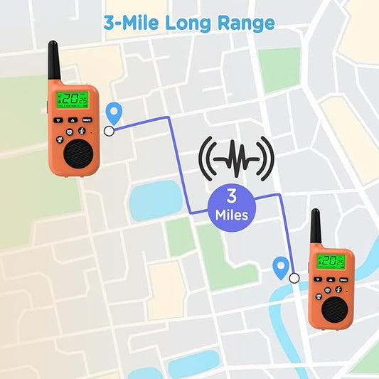 Peakeep Walkie Talkies for Kids Long Range 3 Miles, Voice-Changing Toys Gifts for 3-12 Years Old Boys Girls, 2 Way Radios Big LCD Screen, Flashlight, Camping Hiking Outdoor, Battery Operated, 2 Packs