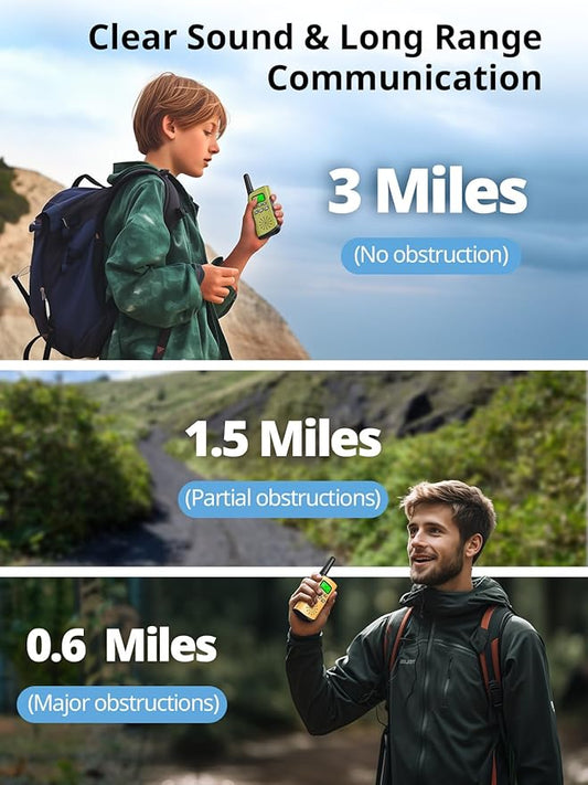 Walkie Talkies for Kids Rechargeable,Toys for Boys and Girls, 2 Pack Long Range 2-Way Radios, Birthday Gifts,Christmas Stockings, Outdoor Play, Family Games, Hiking Camping Gear