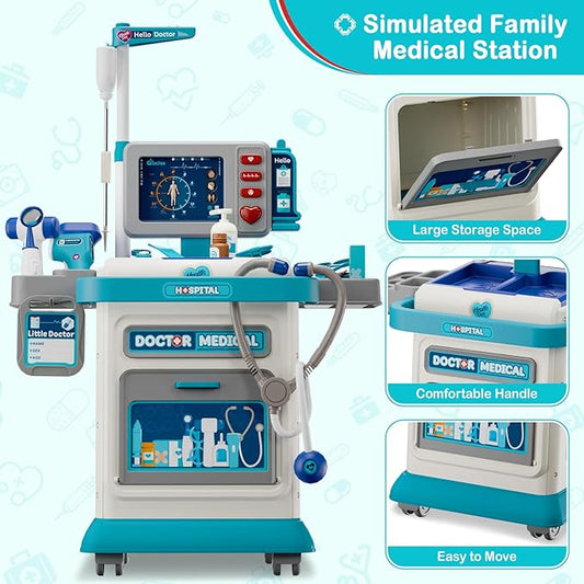 Doctor Kit for Toddlers 3-5, 26 Pcs Doctor Play Set for Kids Ages 3-8,Role Play Toy Medical Cart Doctor Toys Educational Toys for Boys & Girls Birthday Gifts