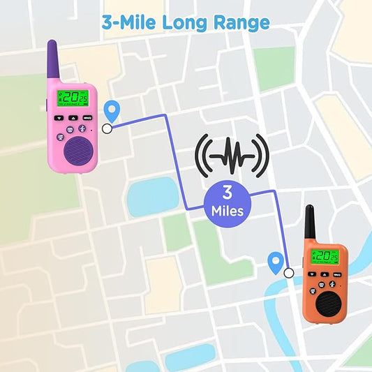 Peakeep Walkie Talkies for Kids Long Range 3 Miles, Voice-Changing Toys Gifts for 3-12 Years Old Boys Girls, 2 Way Radios Big LCD Screen, Flashlight, Camping Hiking Outdoor, Battery Operated, 2 Packs