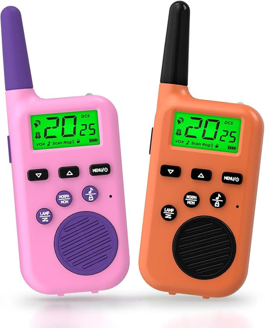 Peakeep Walkie Talkies for Kids Long Range 3 Miles, Voice-Changing Toys Gifts for 3-12 Years Old Boys Girls, 2 Way Radios Big LCD Screen, Flashlight, Camping Hiking Outdoor, Battery Operated, 2 Packs