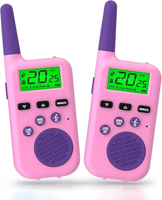 Peakeep Walkie Talkies for Kids Long Range 3 Miles, Voice-Changing Toys Gifts for 3-12 Years Old Boys Girls, 2 Way Radios Big LCD Screen, Flashlight, Camping Hiking Outdoor, Battery Operated, 2 Packs