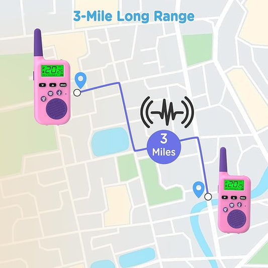 Peakeep Walkie Talkies for Kids Long Range 3 Miles, Voice-Changing Toys Gifts for 3-12 Years Old Boys Girls, 2 Way Radios Big LCD Screen, Flashlight, Camping Hiking Outdoor, Battery Operated, 2 Packs