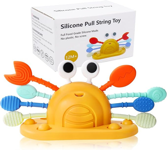Socub Baby Toys- Silicone Suction Cup Toys for High Chair, Pull String Learning Toys for 6-12 12-18 Months, Montessori Toys for 1 Year Old, Toddler Sensory Toys｜Baby Bath Toys for 1 2 Years Old