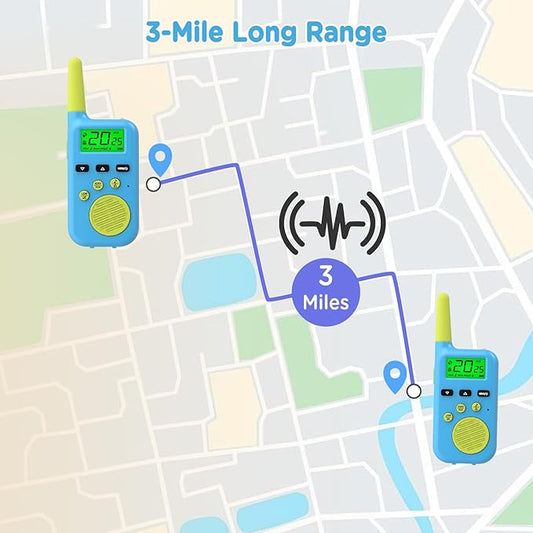 Peakeep Walkie Talkies for Kids Long Range 3 Miles, Voice-Changing Toys Gifts for 3-12 Years Old Boys Girls, 2 Way Radios Big LCD Screen, Flashlight, Camping Hiking Outdoor, Battery Operated, 2 Packs