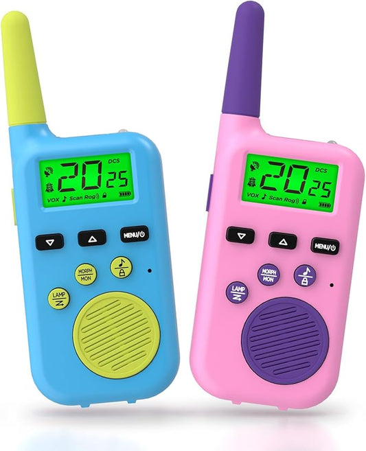 Peakeep Walkie Talkies for Kids Long Range 3 Miles, Voice-Changing Toys Gifts for 3-12 Years Old Boys Girls, 2 Way Radios Big LCD Screen, Flashlight, Camping Hiking Outdoor, Battery Operated, 2 Packs