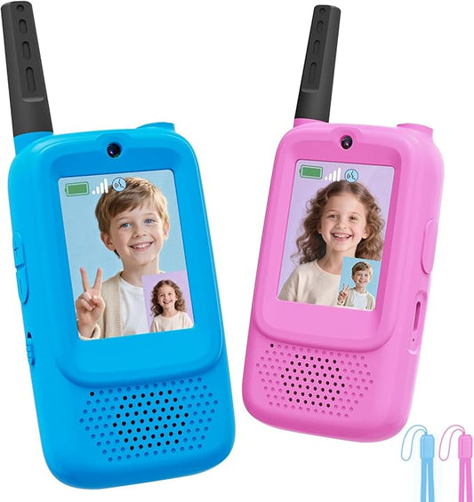 Video Walkie Talkies for Kids, 2-Pack Rechargeable Kids Walkie Talkies with HD Camera, Voice Changer & Long Range, Indoor Outdoor Toys for Hiking,Camping,Christmas Birthday Gifts for 3-12 Boys Girls