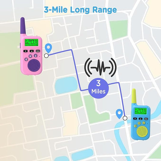 Peakeep Walkie Talkies for Kids Long Range 3 Miles, Voice-Changing Toys Gifts for 3-12 Years Old Boys Girls, 2 Way Radios Big LCD Screen, Flashlight, Camping Hiking Outdoor, Battery Operated, 2 Packs