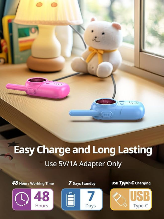 Walkie Talkies for Kids Rechargeable, 3 4 5 Year Old Boy Girl Gifts, 2 Pack Birthday Gifts for 3 4 5 6 7 8 Year Old Boys, Toddler Toys for Indoor Outdoor Games