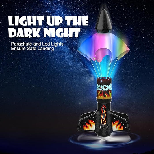 Rocket Launcher for Kids, Self Launching Motorized Air Rocket Toy, Outdoor Toys for Ages 8-12, Model Rockets with Parachute Safely Land, Spaceship Launch up to 200 ft Birthday Gifts for Boys