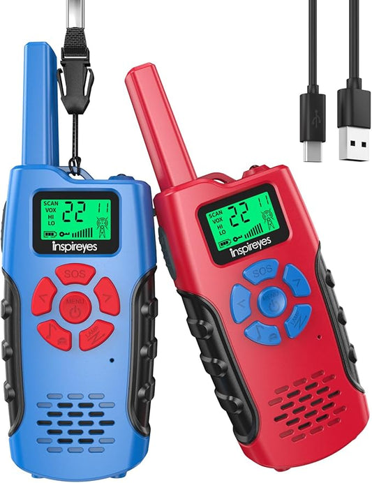 Walkie Talkies for Kids Rechargeable,Toys for Boys and Girls Ages 3-12, 2 Pack Long Range 2-Way Radios, Birthday Gifts,Christmas Stockings, Outdoor Play, Family Games, Hiking Camping Gear