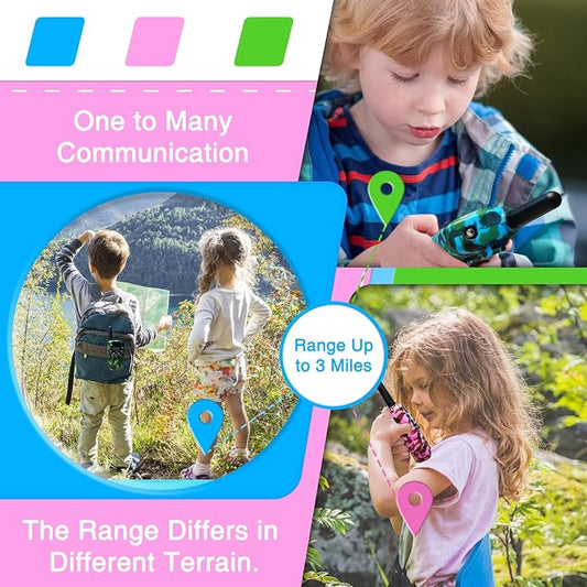 Walkie Talkies for Kids 3 Miles Long Range, 22 Channels Walkie Talkie with Clear Sound, Outdoor Camping Toys for Boys and Girls Age 6-8, Stocking Stuffers for Kids Girls Boys 8-12